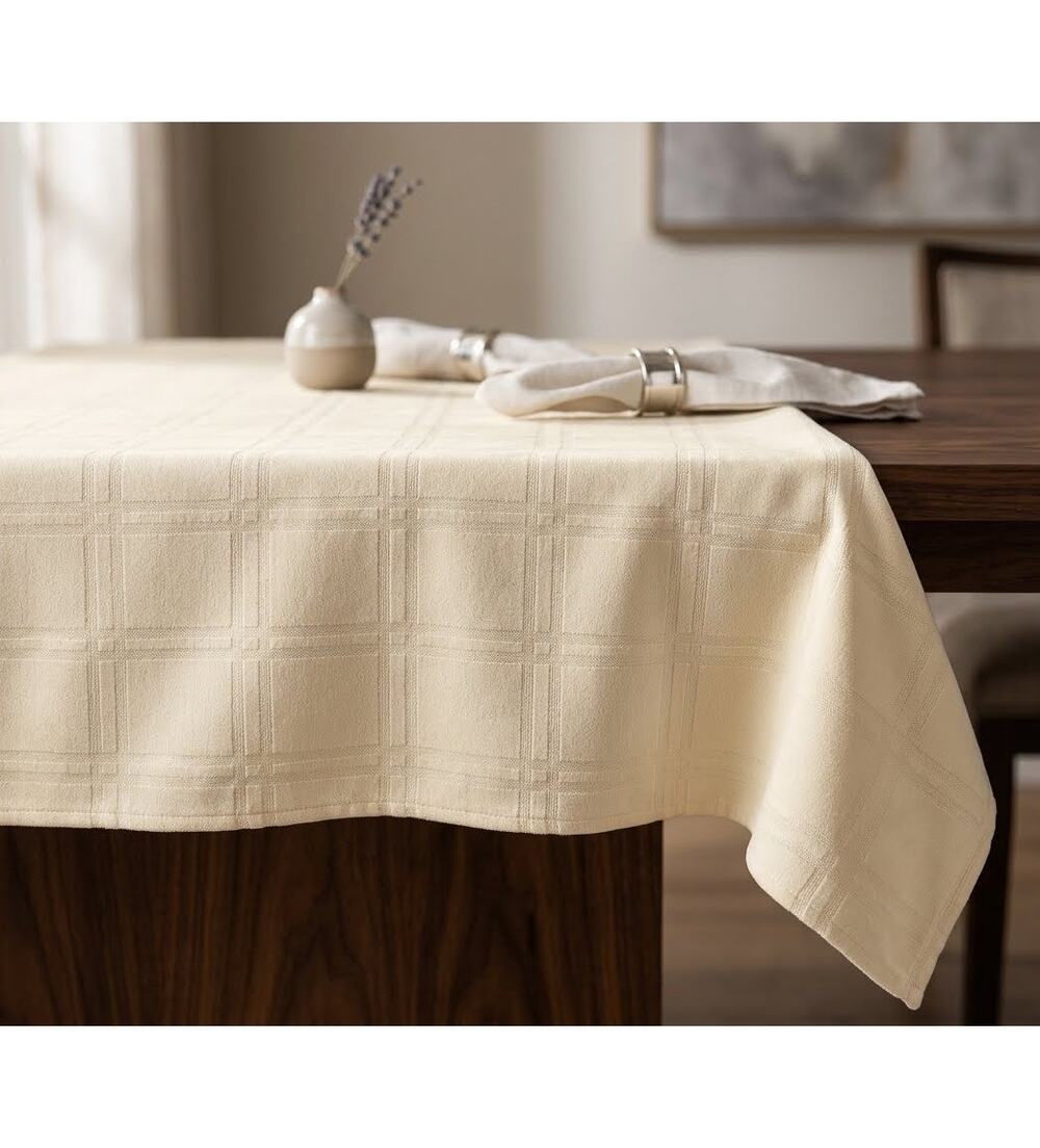 Vintage Origins Microfiber Tablecloth Tone on Tone Squares 52x70 New